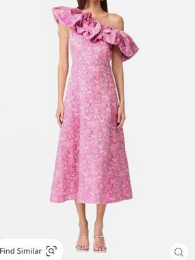 elliatt nadine pink purple flower print off the shoulder ruffle midi dress small